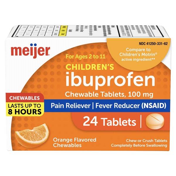 Meijer Childrens Ibuprofen Tablets, 100 Mg, Pain Reliever and Fever Reducer (24 ct)