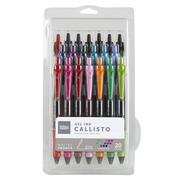 Office Depot Callisto Retractable Assorted Colors Gel Ink Pens