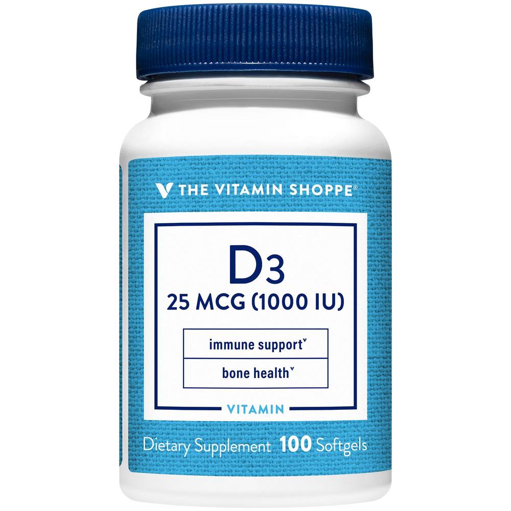 The Vitamin Shoppe Immune Support & Bone Health Vitamin D3 25mcg Supplement (100 ct)