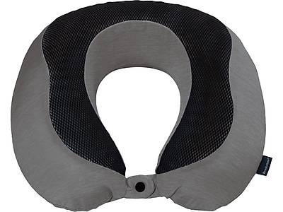 Brookstone Memory Foam Fabric Travel Pillow, Gray-Black