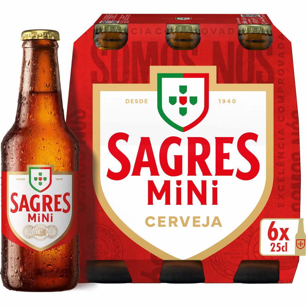 Cerveja com Álcool Mini Sagres (emb. 6 x 25 cl)
