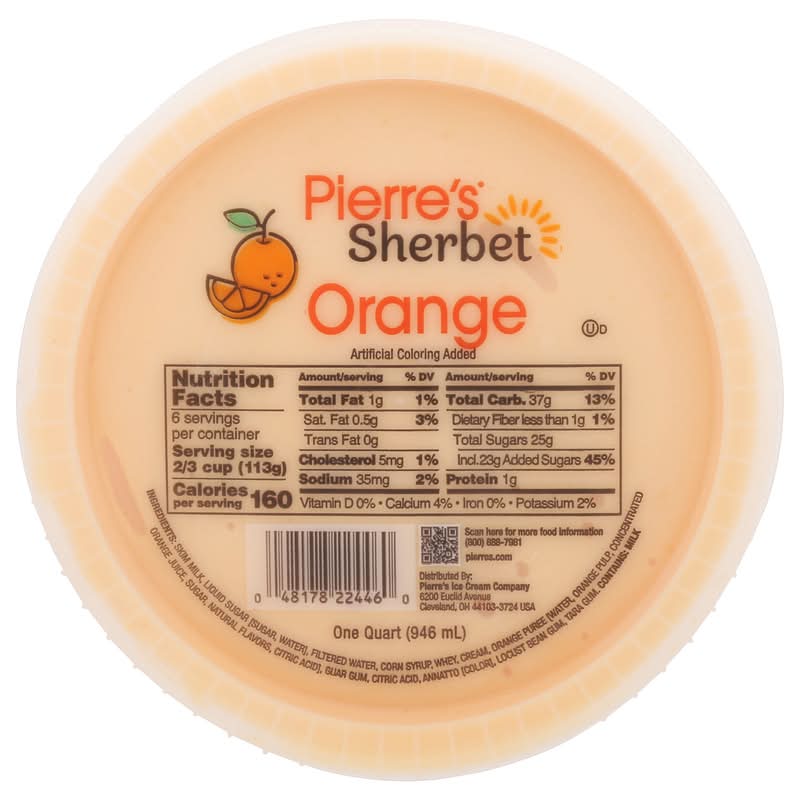 Pierre's Orange Sherbet (1 qt)
