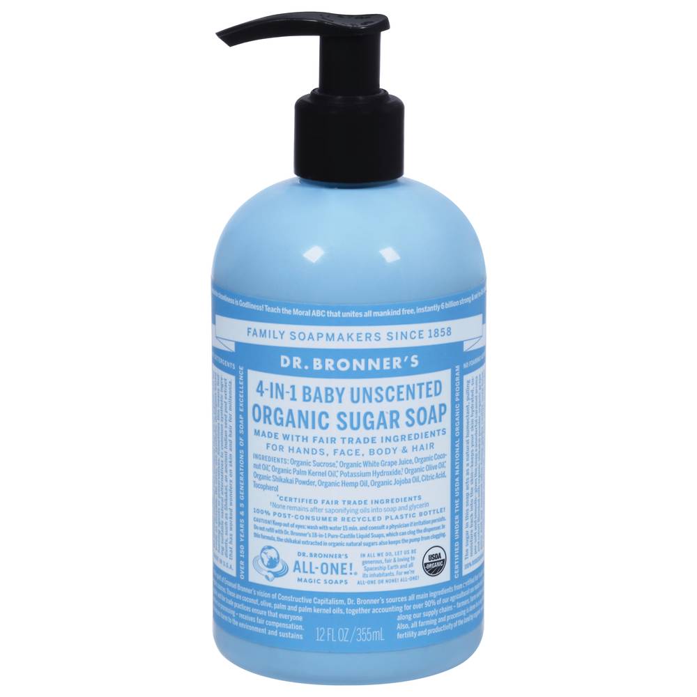 Dr. Bronner's Organic Unscented Shikakai Hand & Body Baby Soap (12 fl oz)