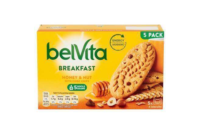 Belvita Breakfast Biscuits Honey & Nuts with Choc Chips 225g 5pk