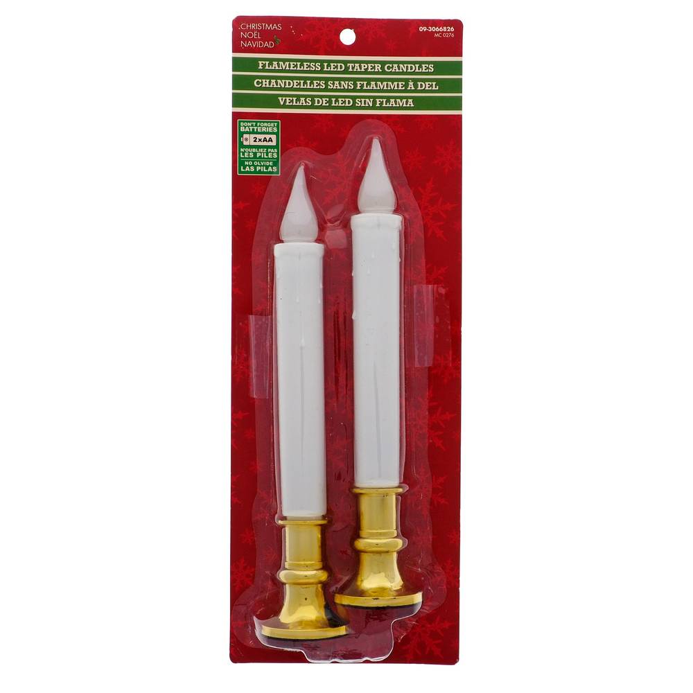 Xmas-LED taper candles w/gold base 2un