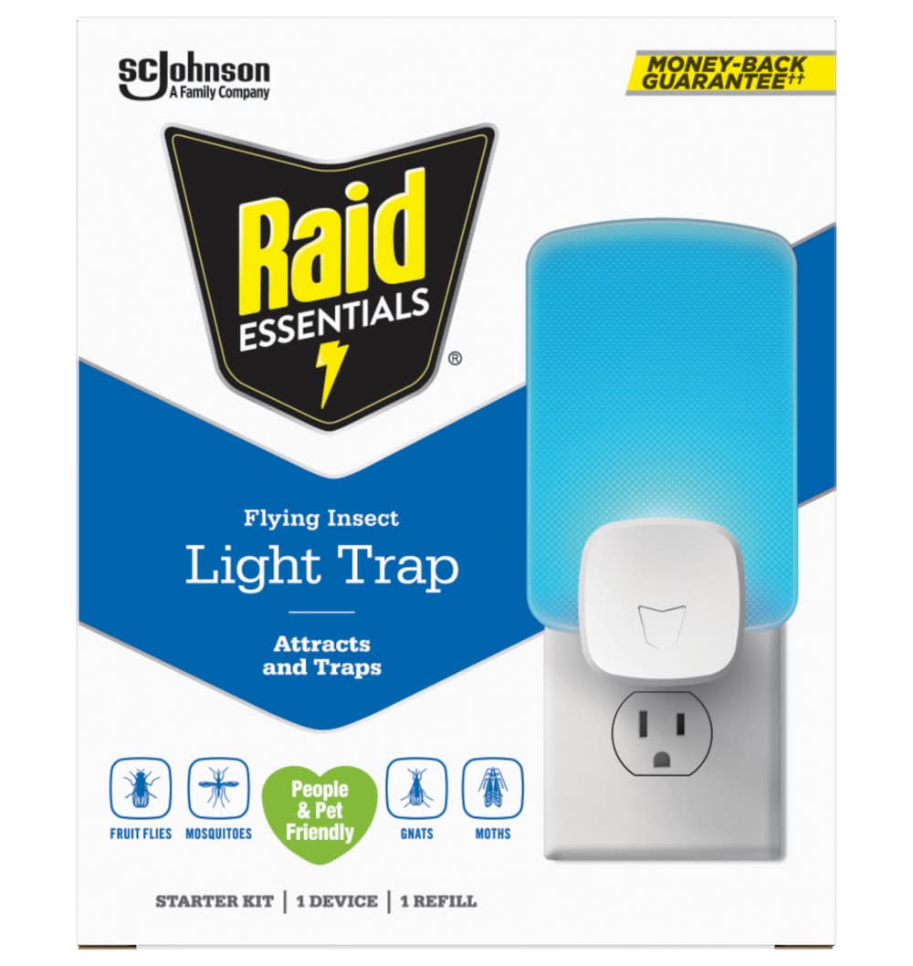 Raid Essentials Flying Insect Light Trap Starter Kit (2 ct)