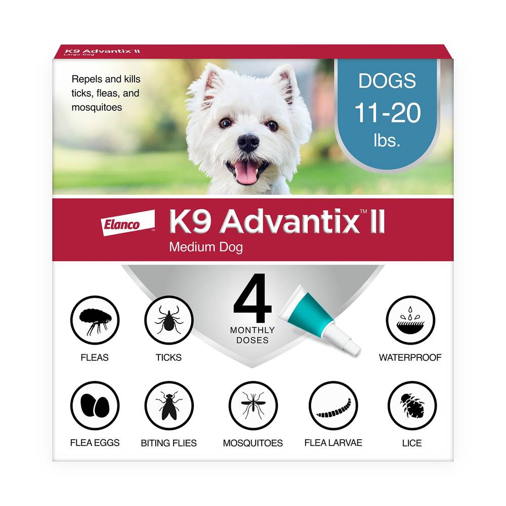 K9 Advantix Ii Flea & Tick Treatment For Medium Dogs (4 ct)