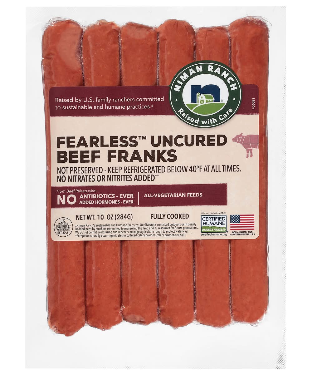 Niman Ranch Uncured Beef Franks Hot Dogs (10 oz, 5 ct)