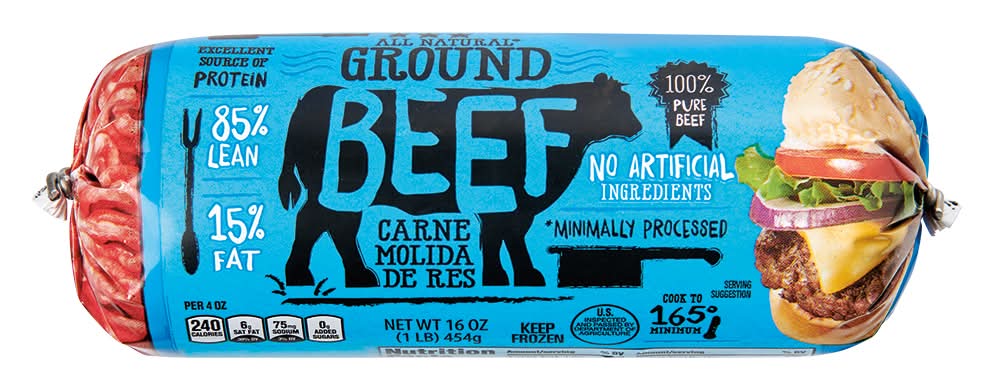 All Natural 85% Lean & 15% Ground Beef Chub (16 oz)