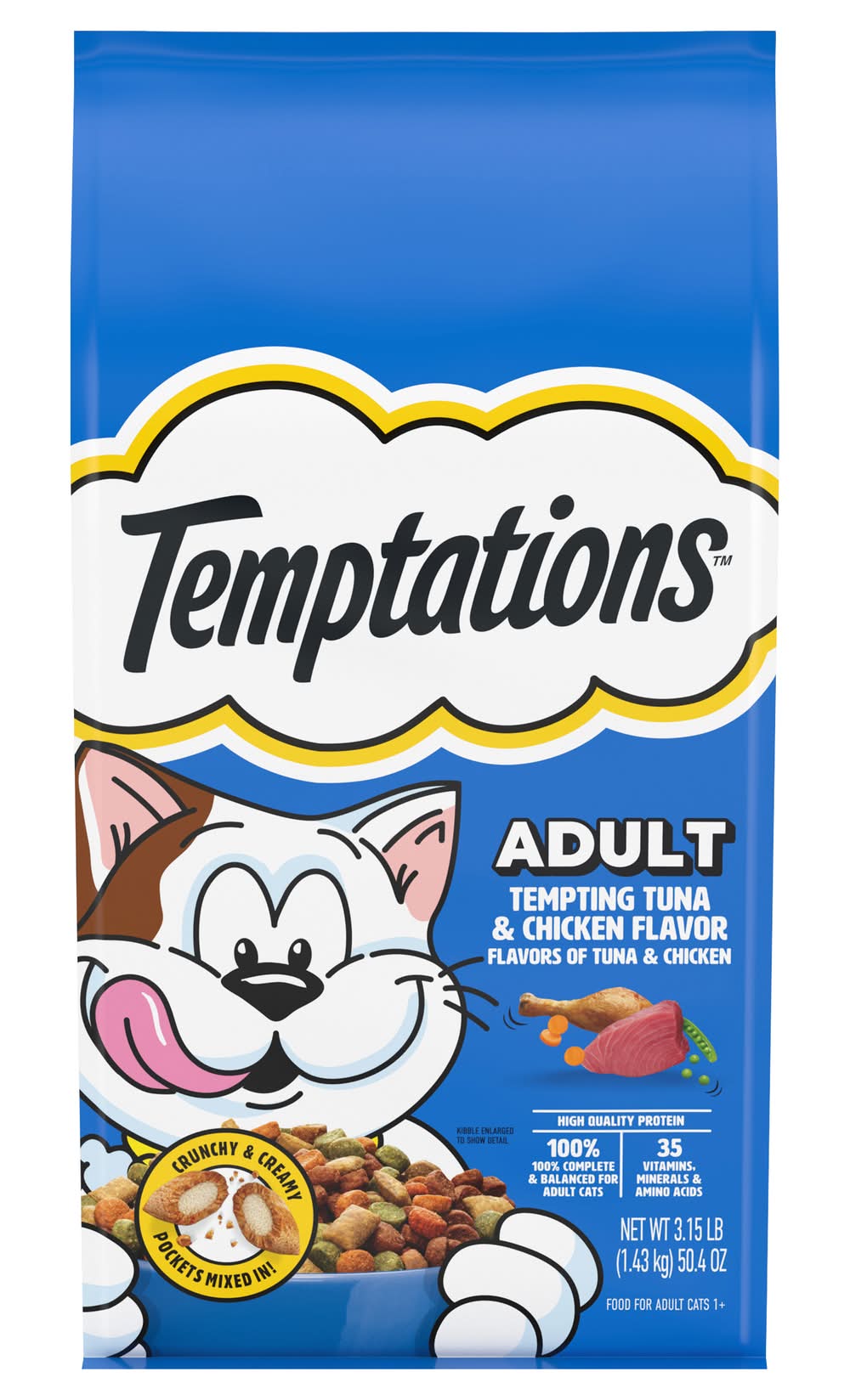 Temptations Adult Complete Nutrition Dry Cat Food, Tempting Tuna-Chicken (3.15 lbs)
