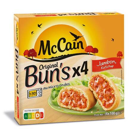 Bun's jambon ketchup MCCAIN - les 4 Bun's de 100 g