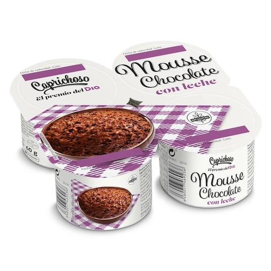 Mousse de chocolate con leche Caprichoso pack 4 x 60 g