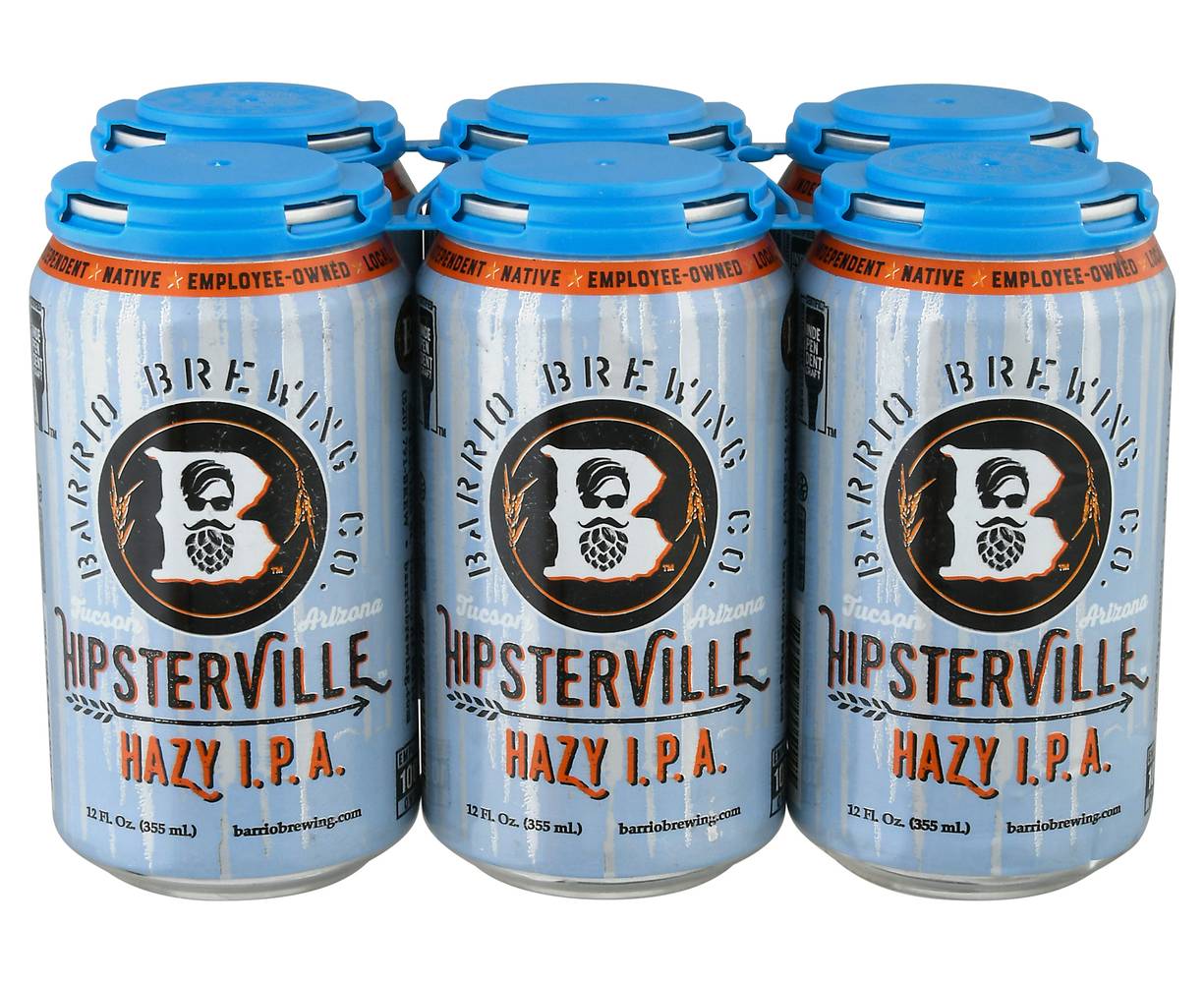 Barrio Brewing Co. Hipsterville Domestic Hazy Ipa Beer (6 x 12 fl oz)
