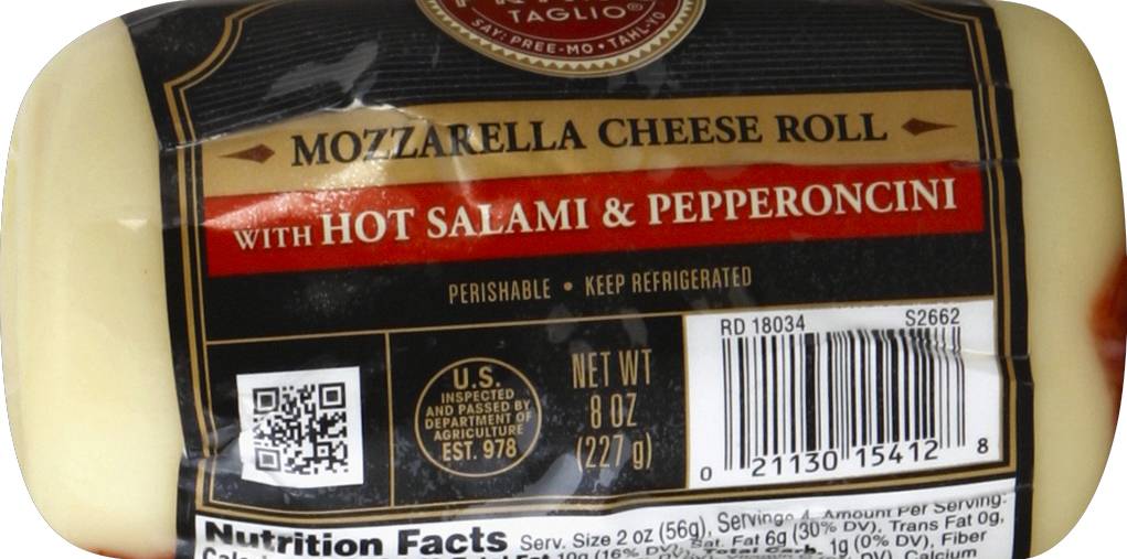 Primo Taglio Mozzarella Cheese Roll With Hot Salami Pepperoncini (8 oz)