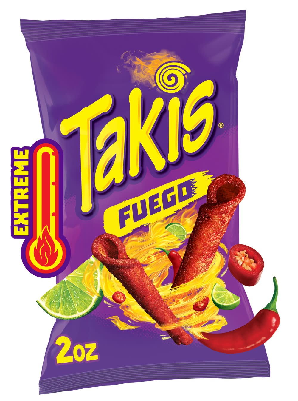 Takis Extreme Fuego Tortilla Chips, Hot Chili Pepper & Lime (2 oz)