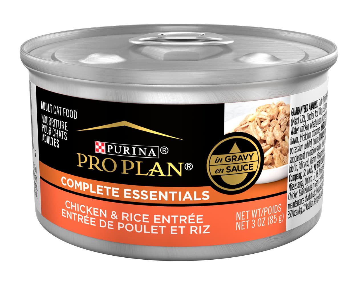 Purina® Pro Plan Complete Essentials Adult Wet Cat Food - In Gravy, 3 Oz (Flavor: Chicken & Rice, Color: Assorted, Size: 3 Oz)