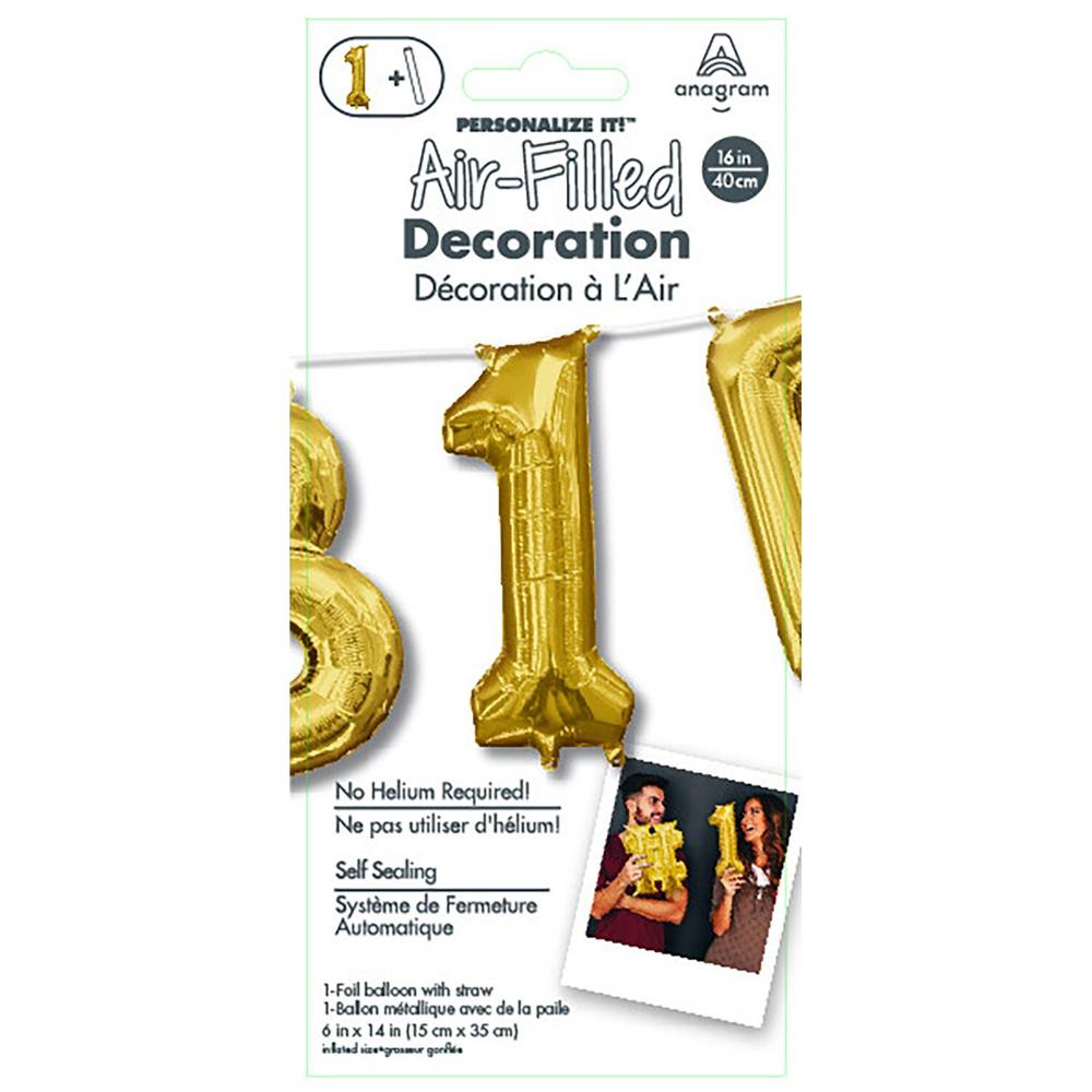 Anagram Air Balloon Number 1, 16 In, Gold