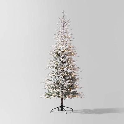 7.5' Pre-lit Glitter Flocked Indexed Balsam Fir Artificial Christmas Tree Pure White Lights - Wondershop™: 400 LED Lights, Hinged Branches