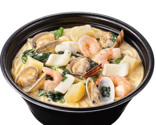 海の幸の豆乳スープパスタ Seafood Soymilk Soup Pasta
