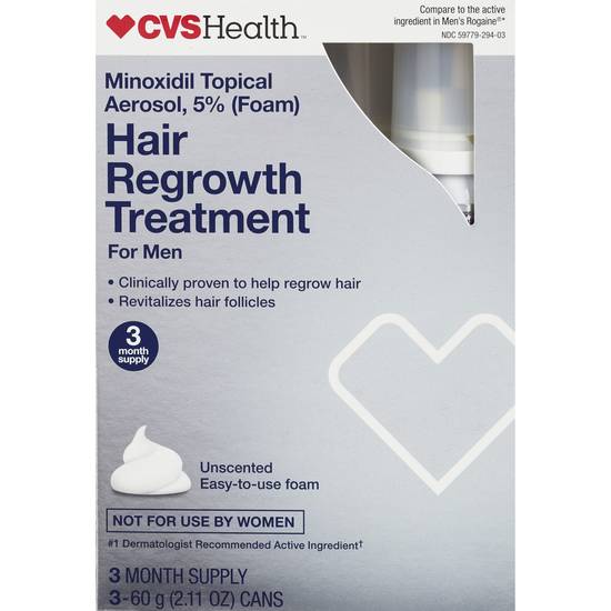 CVS Health Men's 5% Minoxidil Foam Treatment for Hair Regrowth, 3 Month Supply