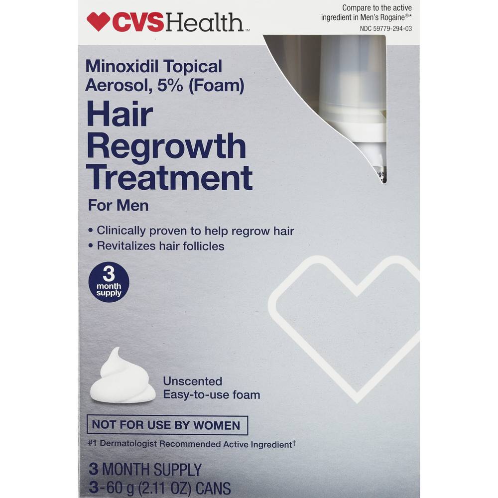 Cvs Health Men'S 5% Minoxidil Foam Treatment For Hair Regrowth, 3 Month Supply