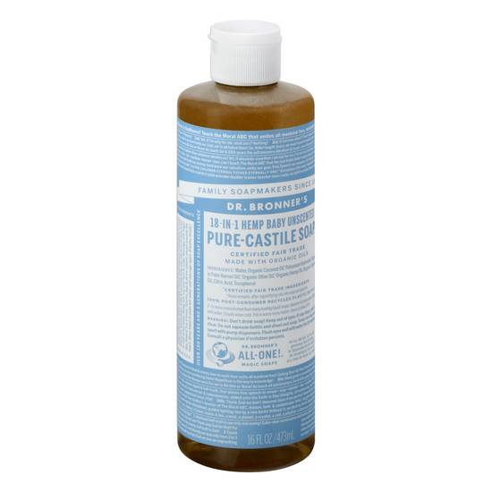 18-in-1 Hemp Baby Unscented Pure-Castile Soap Dr. Bronner's 16 fl oz