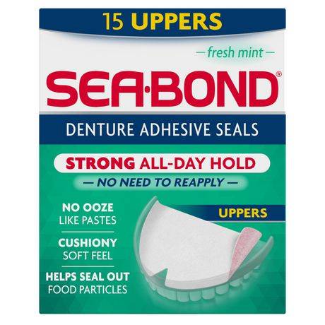 Sea-Bond Denture Adhesive Uppers, Fresh Mint (15 ct)