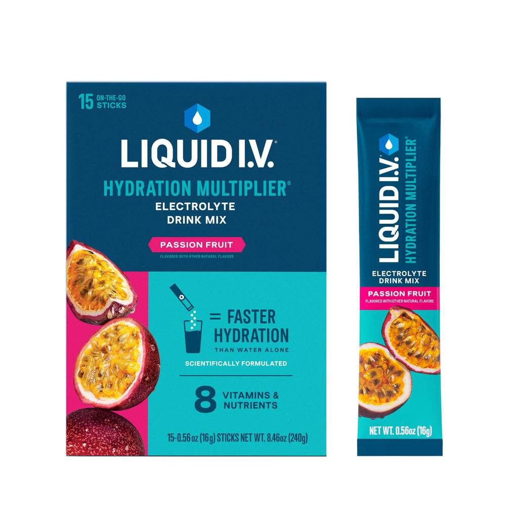 Liquid I.V. Hydration Multiplier Electrolyte Drink Mix, 15 Ct, Passion Fruit