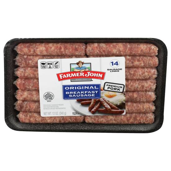 Farmer John Original Breakfast Sausage Links Premium Pork No Msg (14 ct)