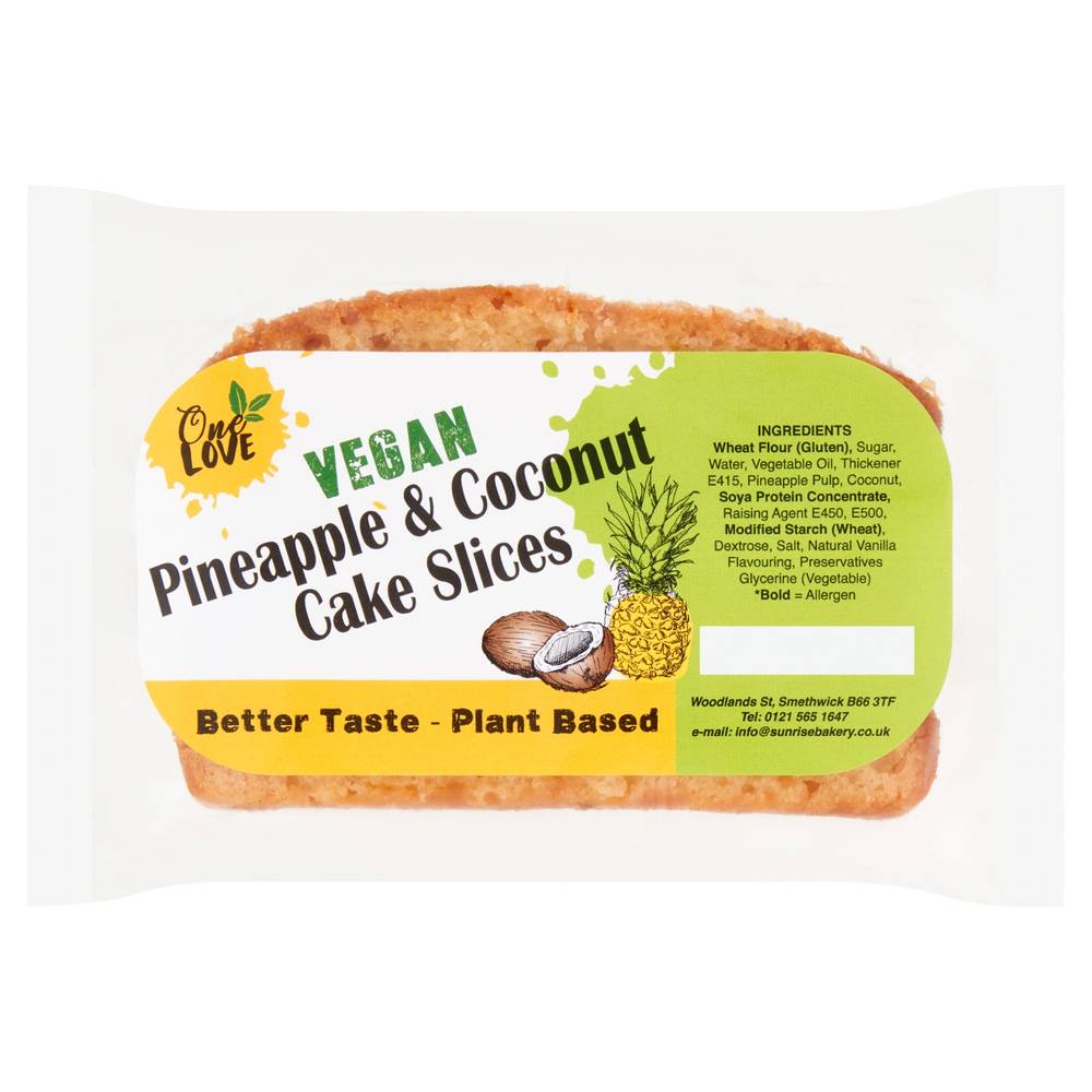 One Love Vegan Pineapple and Coconut Cake Slices (90g)