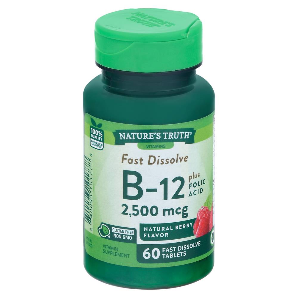 Nature's Truth Vitamin B-12 With Folic Acid 2500 Mcg Berry Flavor (1.09 oz)