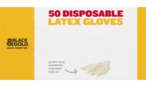 Black & Gold Disposable Latex Gloves (50 pack)