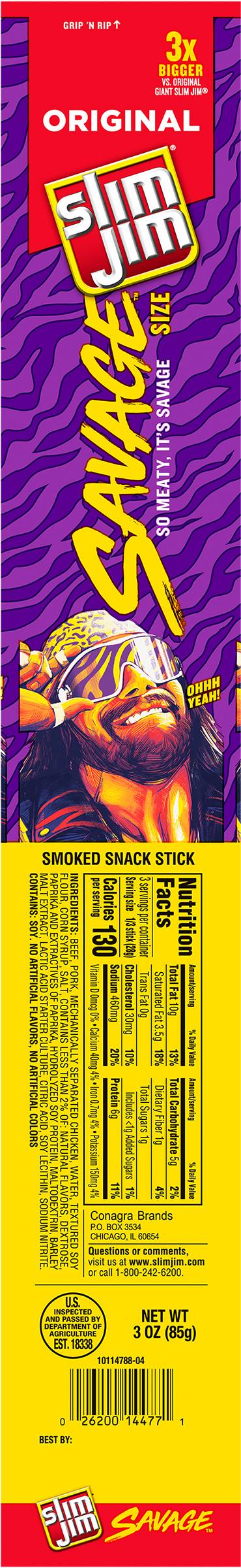 Slim Jim Original Smoked Meat Snack Stick Savage Size