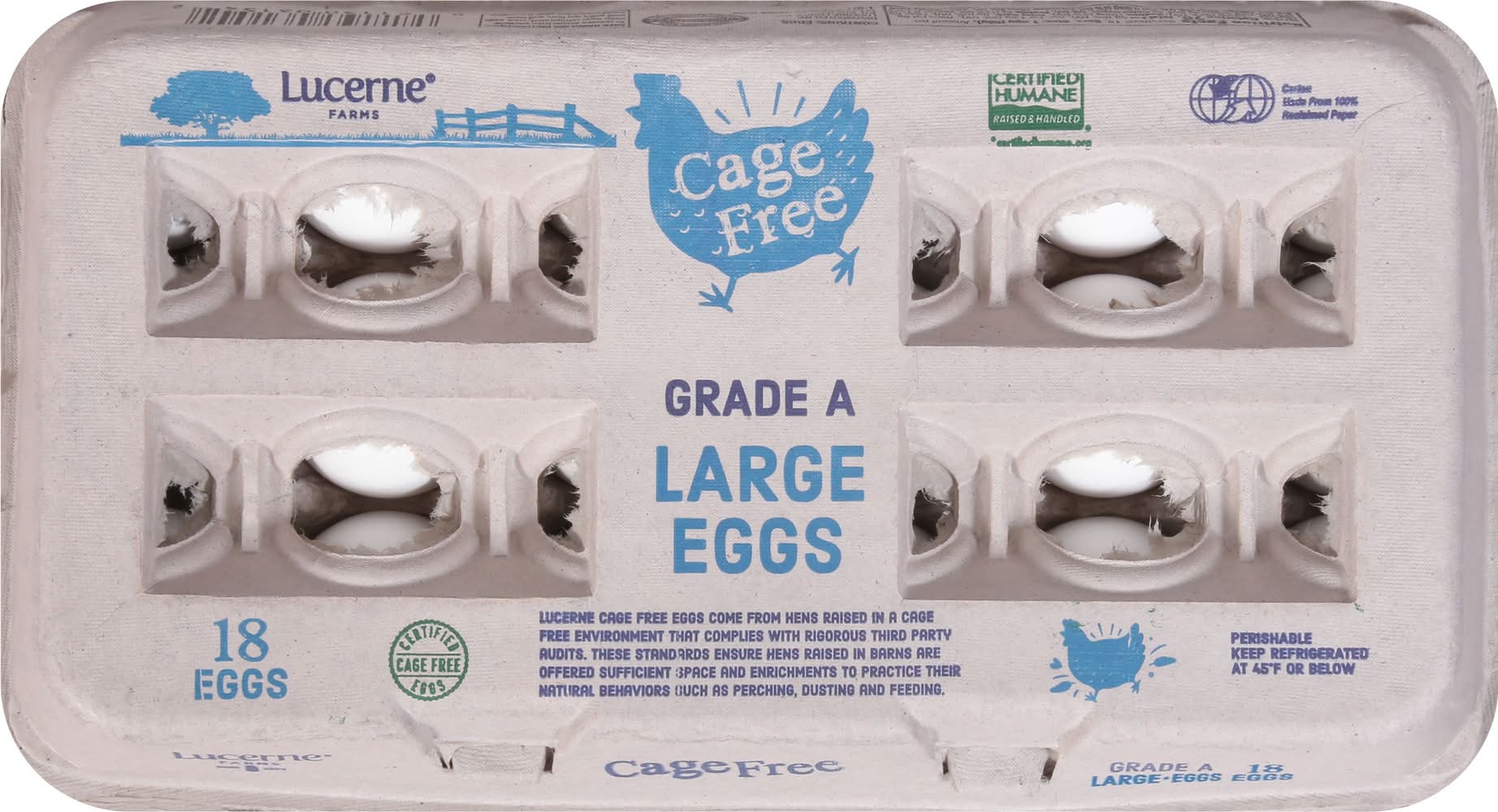 Lucerne Cage Free Grade a Eggs, L (18 ct)