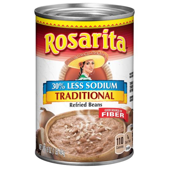 Rosarita Traditional Refried Beans 30% Less Sodium (16 oz)