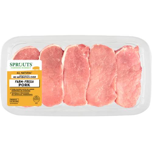 Sprouts Boneless Pork Loin Center Cut Chops No Antibiotics Ever (Avg. 1.1lb)