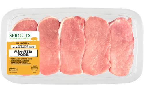 Sprouts Boneless Pork Loin Center Cut Chops No Antibiotics Ever (Avg. 1.1lb)