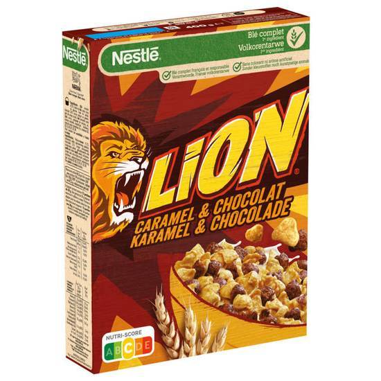 Nestle Céréales - Lion - Céréales au blé complet - Parfum caramel et chocolat 400 g