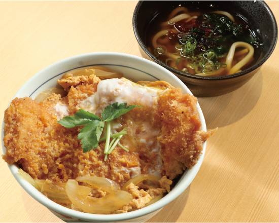 かつ丼(100g)うどん付Pork Loin Cutlet with Egg Rice Bowl (Pork Loin Cutlet 100g)＆Mini-size Plain Udon Noodles