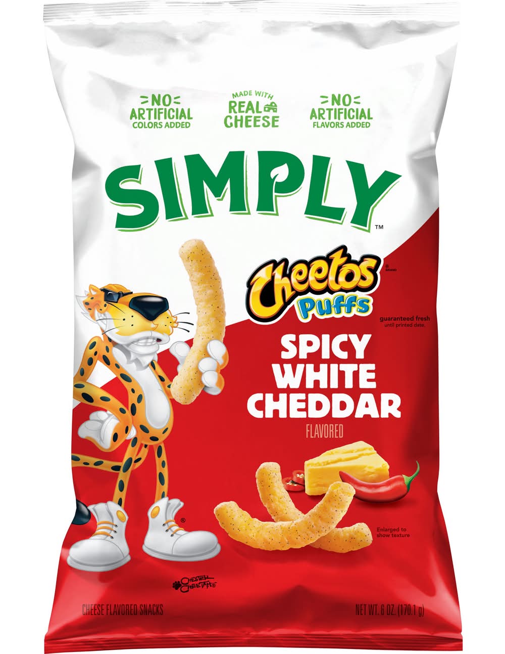 Simply Cheetos Puffs Cheese Snacks, Spicy White Cheddar (6 oz)