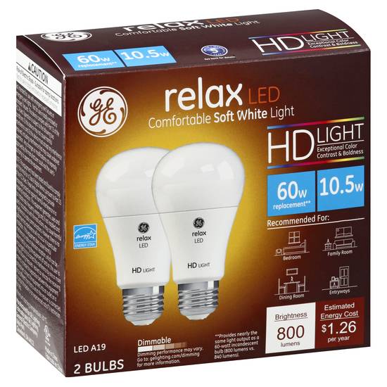 Ge Soft White Led 10.5 Watts Light Bulbs (2 ct)