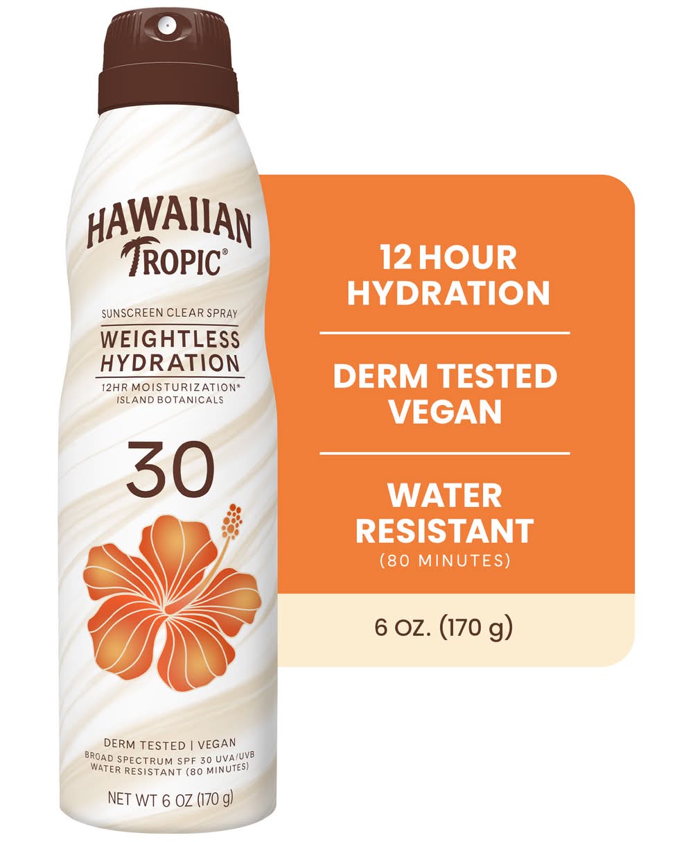 Hawaiian Tropic Weightless Hydration Clear Sunscreen Spray Spf 15, Tropical (5.2 oz)