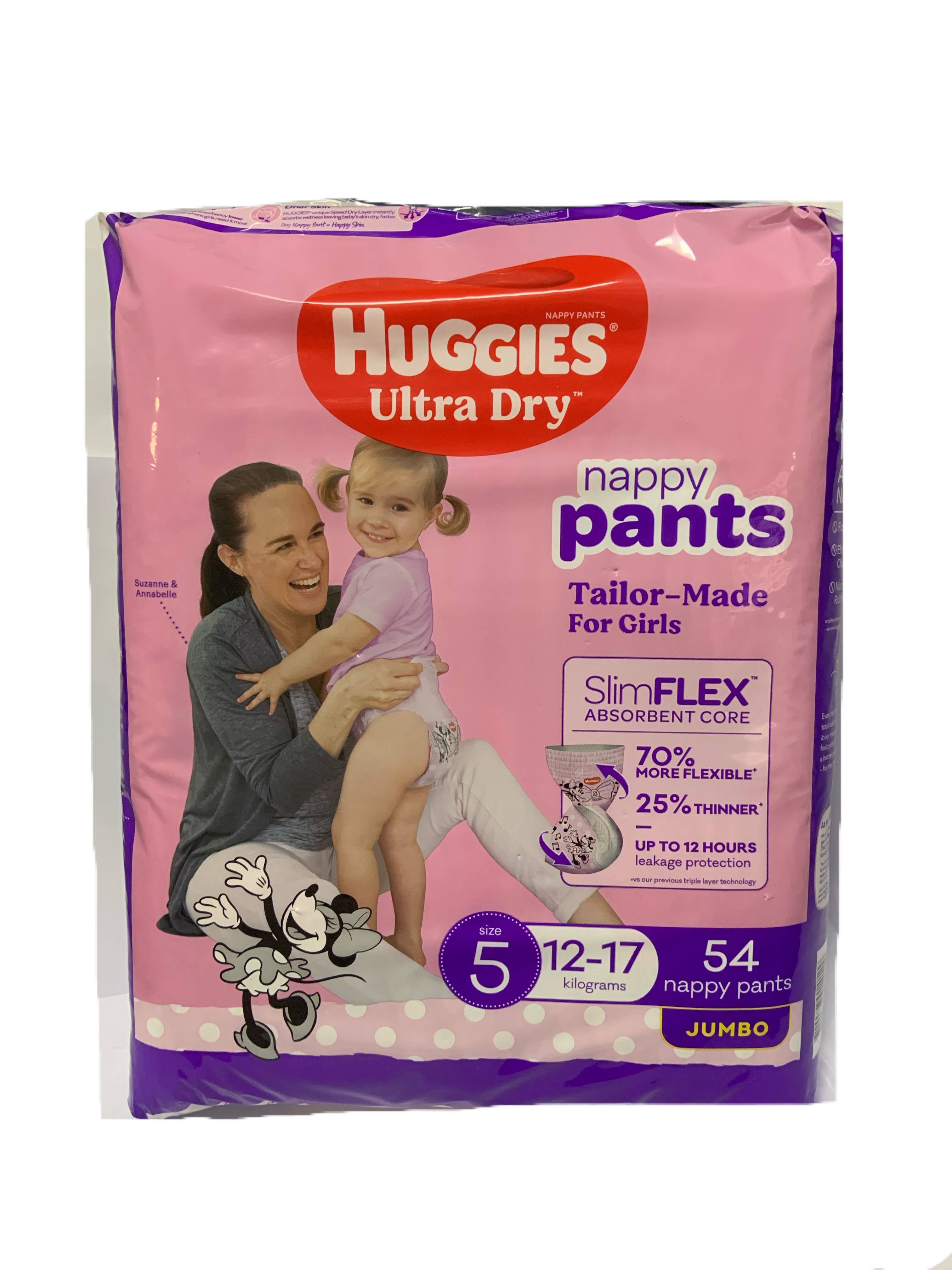  Huggies Ultra Dry Nappies Girls Size 5 (12-17Kg) 54 Nappies 