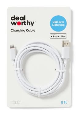 Dealworthy Lightning To Usb-A Charging Cable, 8 ft, White