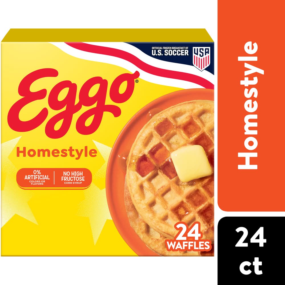Eggo Frozen Waffles, Homestyle (24 x 1.23 oz)