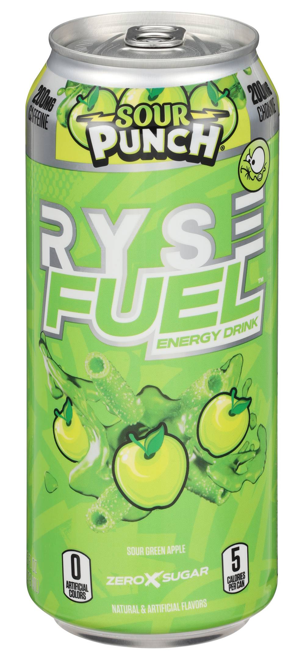 RYSE Fuel Zero Sugar Energy Drink, Sour Green Apple (16 fl oz)