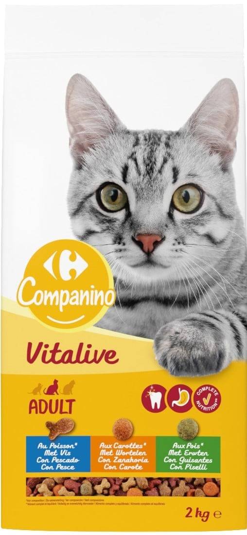 Carrefour Companino - Croquettes pour chat adulte au poisson aux carottes et aux pois (2kg)