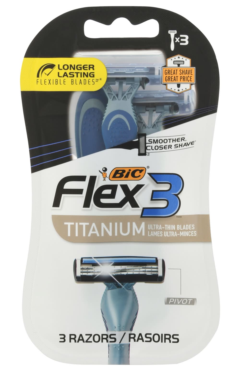 BiC Flex 3 Titanium Ultra-Thin Disposable Razors (3 ct)