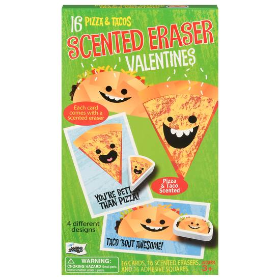 Mello Smello Pizza & Tacos Scented Eraser Valentines Card