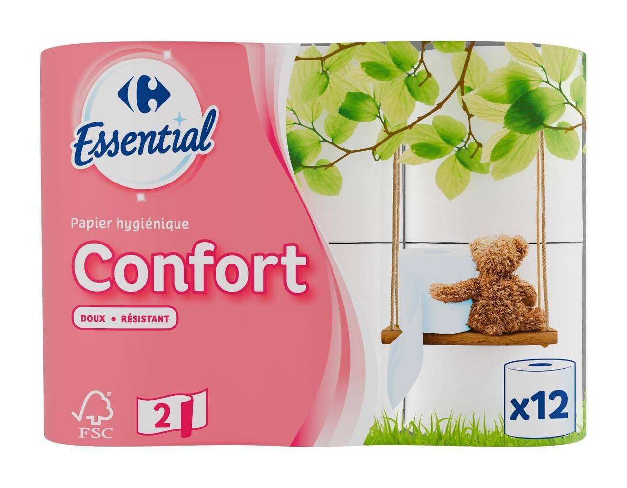 Carrefour Essential - Papier toilette confort doux 2 épaisseurs (12)